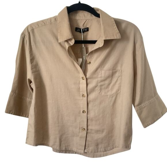 J crew Herringbone twill button-up shirt size 4 NWT khaki - Picture 7 of 11